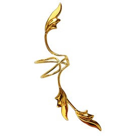 Ear Charms® Delicate 3 Leaf Full Ear Right Ear Cuff Non-pierced Earring Wrap in Gold over Sterling Silver