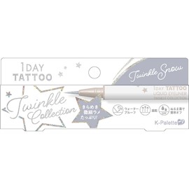 K-Palette 1 Day TATTOO Liquid Eyeliner, Twinkle Collection, 01, Twinkle Snow, Fine Glitter x Transparent, Excellent Fit and Durability Moist and transparent, sparkles like powder and snow