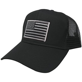 AC Racing - Gorra de malla para camionero con parche de bandera americana, color negro, Seaglass Ocean, One Size
