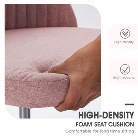 Home Office Chair - Armless Computer Desk Chair Adjustable Cute Modern Task Rolling Chair with Lumbar Support for Make Up,Small Space, Bed Room Light Pink