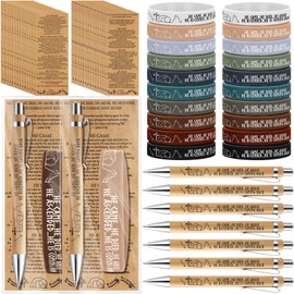 Sinload 20 Sets Easter Christian Jesus Gifts 20 Church Bamboo Pens 20 Religious Silicone Bracelets and 20 Bookmarks He Came Died Arose Ascended Coming Back Party Favors for Men Women Bible Study Group