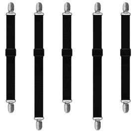 Piuluvor® Pack of 5 Tablecloth Clips, Table Cloth Holder for Outdoor Use, Elastic Adjustable Tablecloth Clips, Hidden Tablecloth Holders for Tablecloth, Bed Linen, Mattress (Black)