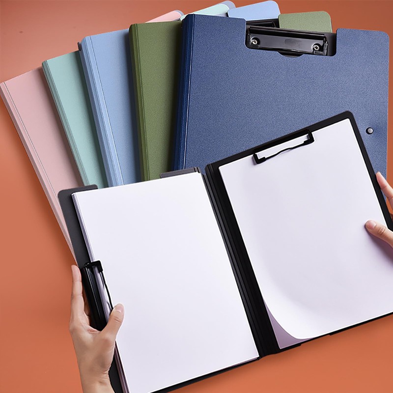 TRkin Clipboard Folder, A4 Bi-Fold Binder, Double Clip, Plank, Easy