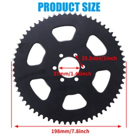 JINGKE 65 Teeth #35 Chain Rear Sprocket Compatible with 100cc 98cc 97cc 2.5hp Coleman CT100U Trail CK100 CC100X Baja Doodle Bug Blitz Dirt Bug Racer DB30 TrailMaster MB Storm Mini Bike Go Kart Drift