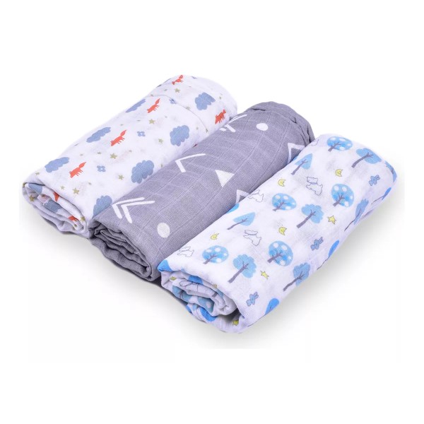 DaraBaby Set 3 Sabanas Muselina Bebé 100% Algodón Suave Transpirable