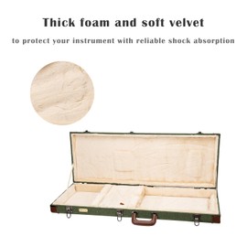 Crossrock Electric Guitar Case for Fender Stratocaster & Telecaster | Green Chevron Tweed, Plush Velvet Interior, Security Lock, Reinforced Hardware – Master Series (CRW760EGN)