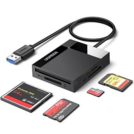 UGREEN 4 en 1 USB 3.0 Lector de Tarjeta de Memoria Múltiple 5Gbps Velocidad, Soporta Tarjetas de Memoria TF SD SDXC SDHC MMC CFI CFII Ultra II CF Extr