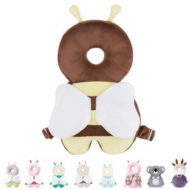 Raelitego Baby Head Protector Backpack for Falling Crawling and Walking Toddler Essentials Infant Toys Helmets Baby Lover Gifts for 0.5-3 Years 6-12 Months (Brwon_Bee)