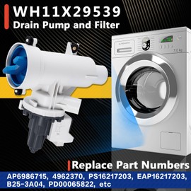 Upgraded WH11X29539 AP6986715 Drain Pump and Filter for GE Top Load Washer, Compatible with GFW510SCN0WW GFW510SCN1WW GFW510SCN3WW PFQ97HSPV0DS PFW870SPV0RS PFW870SSV0WW PFW950SPT0DS PFW950SPT1DS