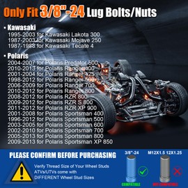 GAsupply 4×156 ATV Wheel Spacers with 3/8"-24 Studs, Fit for Ranger Sportsman 400 500 700 800 RZR 800 RZR XP 900, 1 inch 25mm 4 Lug Black Wheel Spacer Adapters 131mm Hub Bore, 4 Pcs