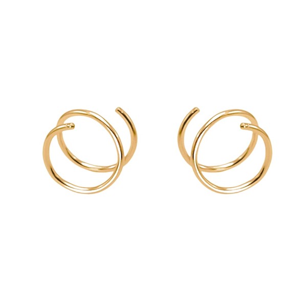 14K Gold Filled Double Hoop Twist Earrings for Single Piercing.
