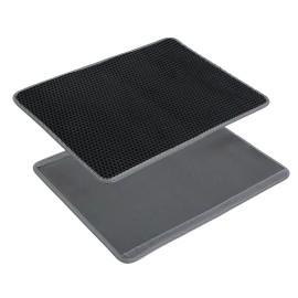 Dual Layer EVA Honeycomb Cat Litter Mat Black Rectangle Urine Proof Scatter Rug Pad for Cat Litter Box AccessoryColor: Black Color