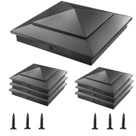 6 Pack Pyramid Aluminum Post Caps for 6x6 Wood Posts (Actual 5.5" x 5.5") ，Durable Powder-Coated Fence Post Caps for Decks, Patios, Fences, Weather-Resistant, Rust-Proof PC66