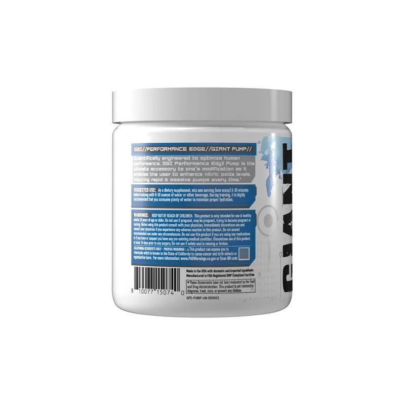 Giant Pre Entreno Sin Estimulantes Edge Pump L-citrulina 30s
