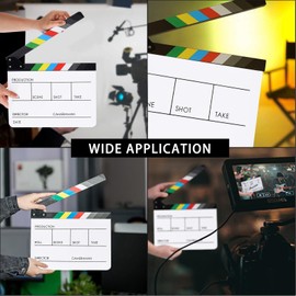 Acrylic Plastic Clapper Board, 30x24cm Director Film Clapboard Easy Cut Action Scene Slateboard for Movies, Videos, TV Shows, Studio Live, White