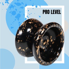 Yomega Dash Yoyo - Pro Aluminum Metal Unresponsive Yoyo with C Size Ball Bearing for Advanced yo yo Tricks + Extra 5 Strings + Glove + Bag + Die & 3 Month Warranty (Black Gold)