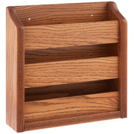 Wooden Mallet Rack, Wall Mount or Tabletop, Medium Oak Magazine Holder