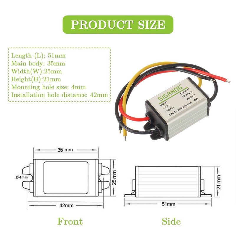 SIGANDG 12V to 5V DC Converter Car Power Voltage, Step