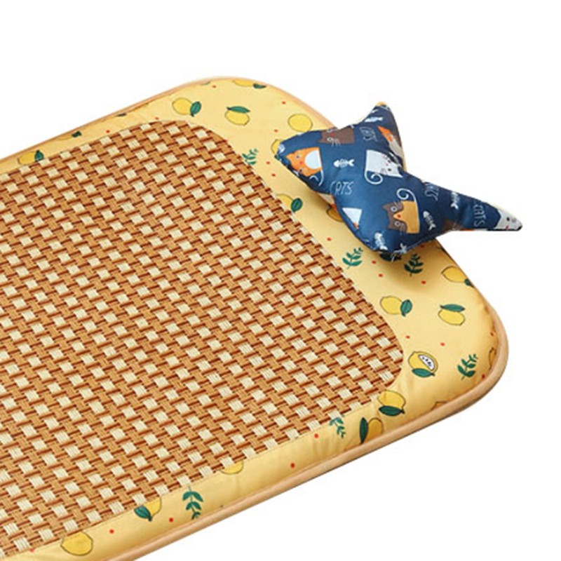 Dog Rattan Cooling Mat Bite Resistant Comfortable Breathable Cat Cooling