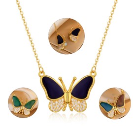 IQIC Color Changing Butterfly Necklace for Women Cubic Zirconia Butterfly Chain Necklace Dainty Butterfly Pendant Necklace Butterfly Jewelry Accessories (gold)