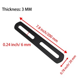 AUXBC 4 PCS 7.8" Black Flat Mending Plate Support with Slots, Straight Stainless Steel Repair Plates Brace Heavy Duty Thicken Fixing Bracket Connector Hardware with Screws(7.8"x0.78")