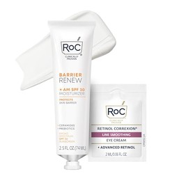 RoC Barrier Renew Crema de día con SPF 30, Hidratante con Ceramidas y Prebióticos para Proteger la Barrera de la Piel, (70.87 g) con Paquete de Crema 