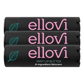 Ellovi Natural Lip Butter Lip Balm - Mint - Pure Enough to Eat - Made With Just 6 Vegan Ingredients - Moisturizing Lip Care for All Day Hydration (3-Pack)