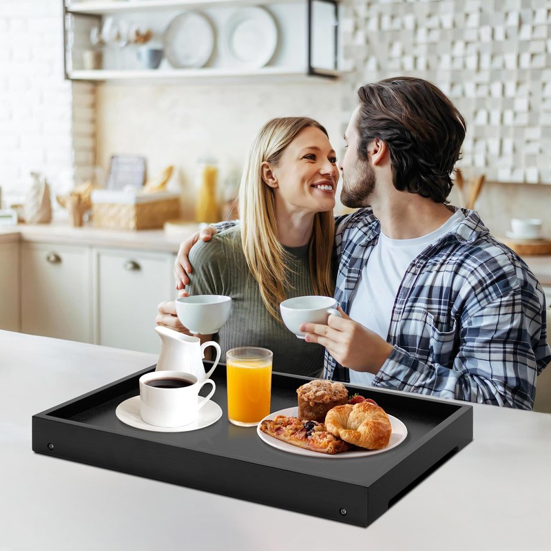 Kaukinye Bamboo Bed Tray Table with Foldable Legs, Breakfast Tray,