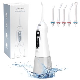 [Easy for Beginners to Complete Toothbrushing] [8 Levels of Water Pressure Adjustment] Jet Washer Oral Lavatory Water Pick [360° Rotating Nozzle] Teeth Jet Washer (White / White Tank)