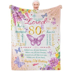 80th Birthday Gifts for Women, Happy 80th Birthday Gifts for Women Friendship Throw Blanket 50"X60", Best 80 Year Old Queen Birthday Gifts Ideas for Women Mom Female Friend Wife Sister Birthday Decor