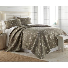 Southshore Fine Living, Inc. The Secret Meadow Collection Quilt 3 Piece Set, King/California King, Olive Brown