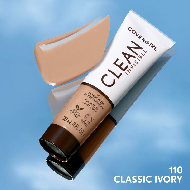 CoverGirl Clean Invisible, Classic Ivory, Foundation, Blendable Formula, Buildable Coverage,
