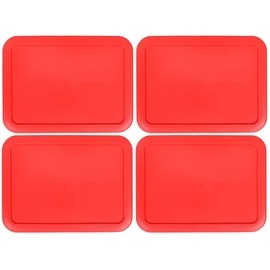 Klare Ware 11 Cup Rectangle Replacement Lids/Covers for Pyrex, Anchor Hocking & KlareWare Storage Bowls *Lids Only -Glass Container Not Included*, 4 Pack, Red