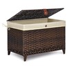 Honjourai Wicker Storage Basket with Lid,Rattan Shelf Basket with Removable