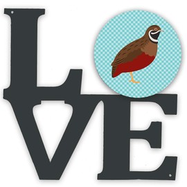 Caroline's Treasures BB8130WALV Chinese Painted or King Quail Blue Check Metal Wall Artwork Love Indoor Outdoor Art Decor Patio, Bathroom, Kitchen Colorful Aluminum and Black Steel Sculpture