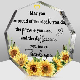 Yinder Thank You Gift for Women Inspirational Gift Office Coworker Gifts Graduation Gift for Friends Classmates Colleague Leaving Job Farewell Gift Teacher Appreciation Keepsake(Nonagon Sunflower)