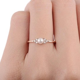 LTCXCXCD Simple Exquisite Jewelry 18k Rose Gold Pearl Ring Simulation Natural Moonstone 925 Silver Solitaire Ring (8)