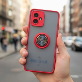 Funda Para Moto G14 Protector De Cámara,cristal Y Anillo Met