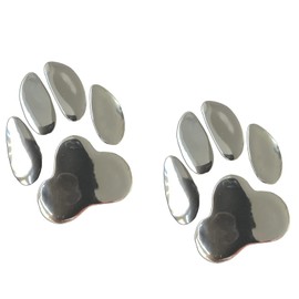 LZLRUN 2 Pieces 3D Chrome Car Decoration Stickers Paw Decals Car Stickers Dog Paw Print Car Stickers for Car Bumper Window Laptops Decoration (Silver)