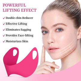 10 PCS V Line Lifting Mask with Collagen, Double Chin Reducer, Chin Lifting Mask, Double Chin Mask, Face Lift Tape, Chin Strap for Double Chin for Women, Hydrogel Collagen Lifting Firming Mask