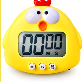 Cute Cartoon Animal Digital Timer Countdown Timer Kids Timer LCD Display Magnetic Kitchen Timer with On/Off Switches for Kitchen Cooking Baking (Yellow)