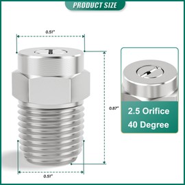 BOGERDACK 2PCS 4000 PSI 40 Degree Surface Cleaner Tips, 1/4 Inch NPT Male Threaded Spray, 2.5 Orifice, for Water Gun, Pressure Washer, Water Broom