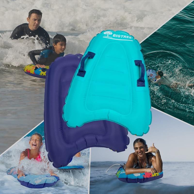 BIGTREE Bodyboard Inflatable Surfboard, Lightweight Portable Swimming Board with Handles,