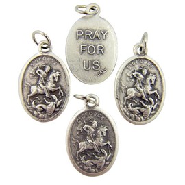 Religious Silver Toned Saint George Pendant, Lot of 4