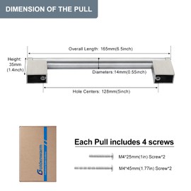 goldenwarm Pack of 5 Cabinet Handles 128 mm Furniture Handles Vintage Kitchen Handles Stainless Steel LSJ14BSS128 Door Handles Kitchen Cabinet Handles Silver Drawer Handle