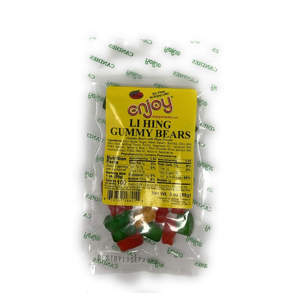 Enjoy Snacks Li Hing Gummy Bears 3oz Bag