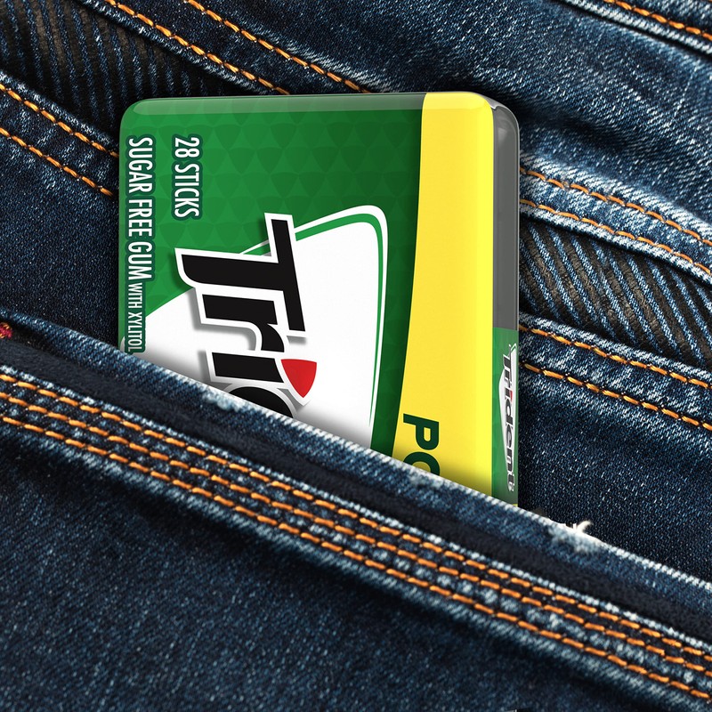 Trident Spearmint Sugar-Free Chewing Gum, 6 Pocket Packs of 28