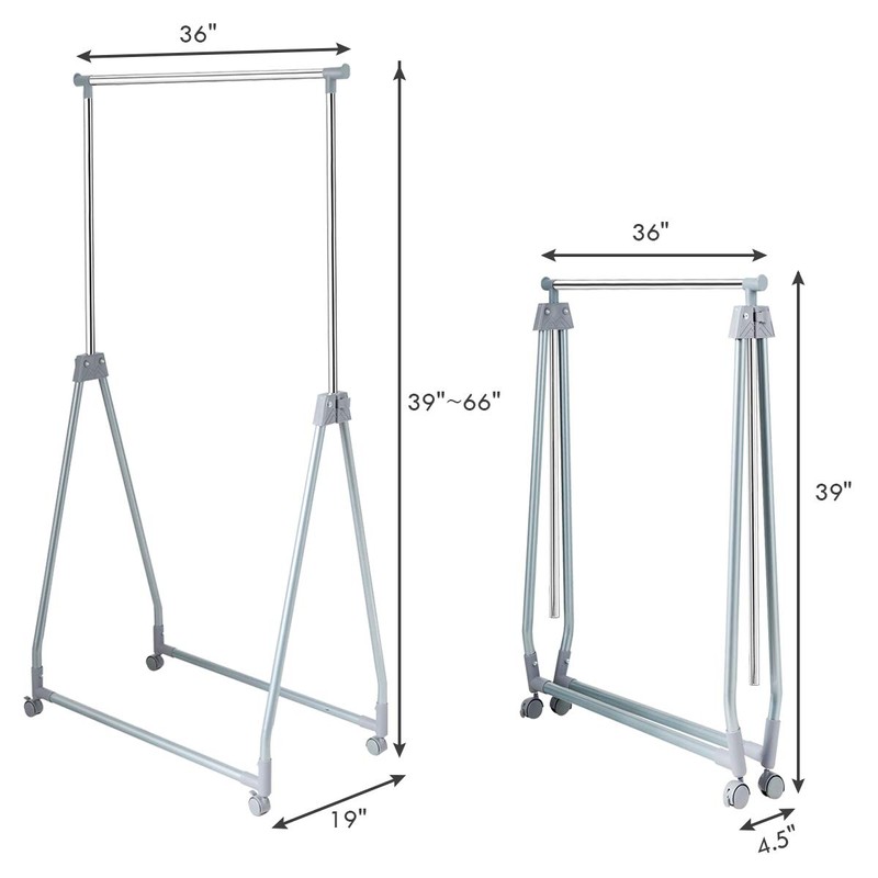 Tangkula Extendable Garment Rack, Heavy Duty Foldable Clothes Rack with