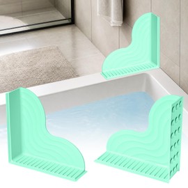 2 Pack Silicone Shower Splash Guard with Suction Cups, Green