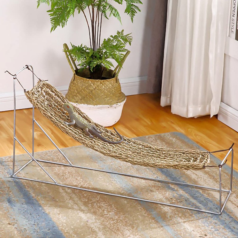 Mipcase 2Pcs Reptile Seagrass Hammock Lizard Hammock Hanging Ladder Lounger